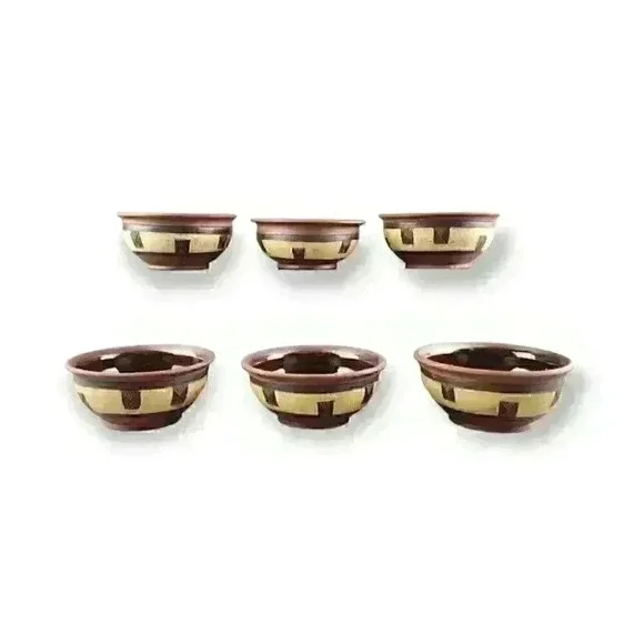 Hand Thrown Art Pottery Soup Tureen & Bowls Gabane, Botswana African Tribal Art - Picture 9 of 11